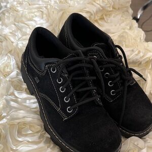 Skechers Black Suede Lace-Up Oxford Shoes